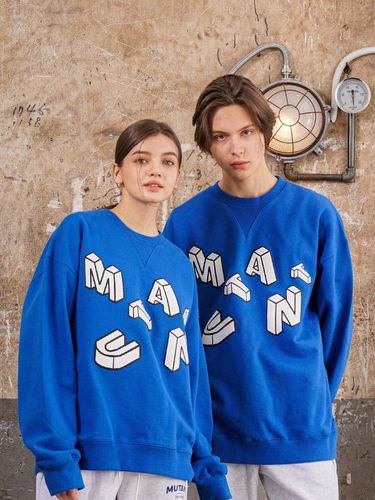 D PRINT PULLOVER CREWNECK (ROYAL BLUE) - MUTZ - Modalova