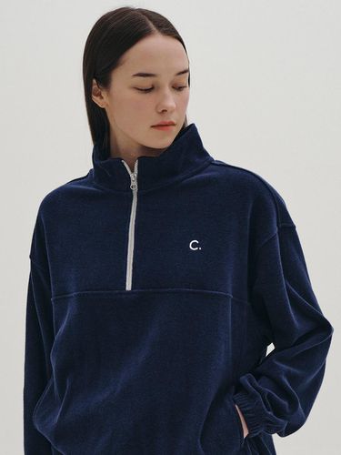 Terry Half-Zip Sweatshirt (Navy) - CLOVE - Modalova