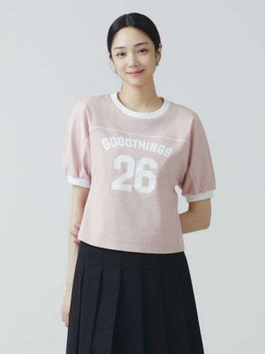 Color Block Lettering T-shirt ITO3WTS700 - IT MICHAA - Modalova