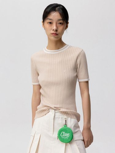 Slim Round neck Knit (Beige) - CLOVE - Modalova