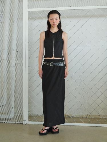 Hot Maxi Skirt & Sleeveless Shirt Black SET - answerisyes - Modalova