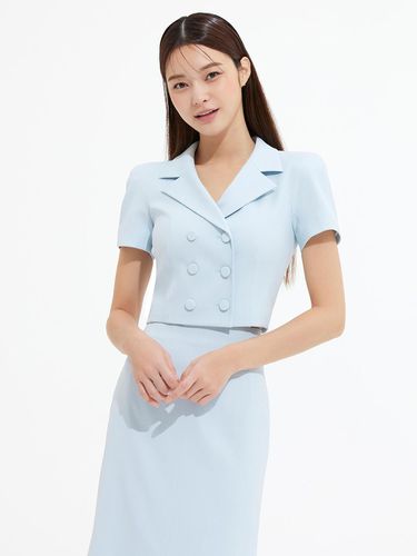 DOUBLE TAILORED SHORT SLEEVE CROP JACKET - LIGHT B - AVOUAVOU - Modalova