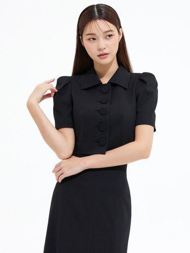 CROP SHORT SLEEVE JACKET - BLACK - AVOUAVOU - Modalova