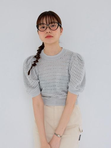 AR_Hollow puff sleeve knit top_BLUE - Aei&Rei - Modalova