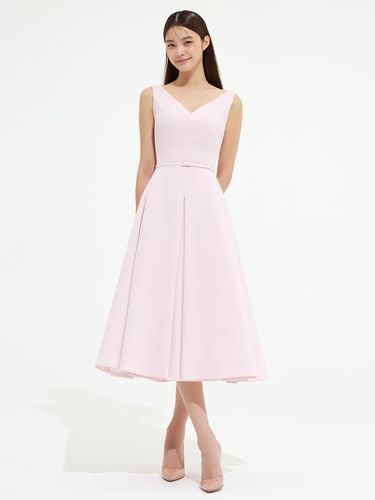 V NECKLINE SLEEVELESS FLARE DRESS -BLUSH PINK - AVOUAVOU - Modalova