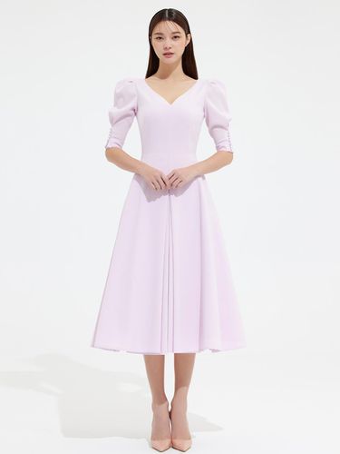 V NECKLINE FLARE DRESS - LILAC - AVOUAVOU - Modalova