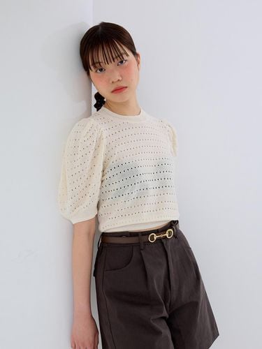 AR_Hollow puff sleeve knit top_Light Beige - Aei&Rei - Modalova