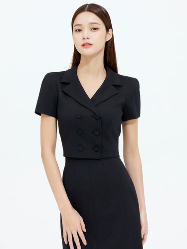 DOUBLE TAILORED SHORT SLEEVE CROP JACKET - BLACK - AVOUAVOU - Modalova