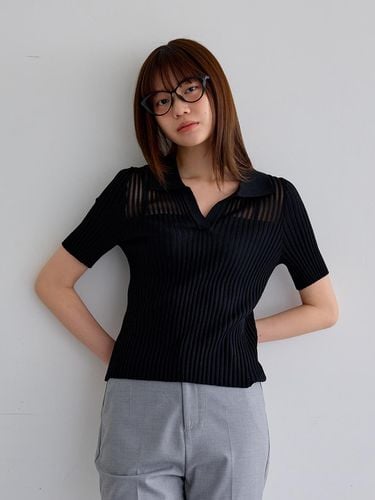 AR_Pitting v-neck collar top_BLACK - Aei&Rei - Modalova