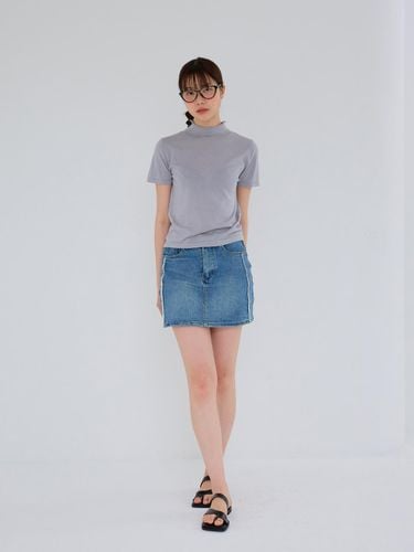 AR_Side raw edge denim skirt - Aei&Rei - Modalova