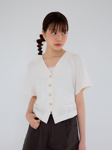 AR_Linen v-neck cropped shirt jacket - Aei&Rei - Modalova