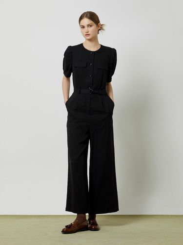 Belted Half Sleeve Wide-Fit Jumpsuit BK_C243MSE011 - CC collect - Modalova