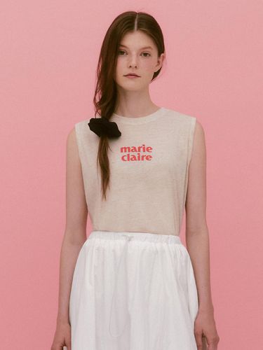 Linen logo printed sleeveless T-shirt (MAEBTS19MIV - marieclaire - Modalova