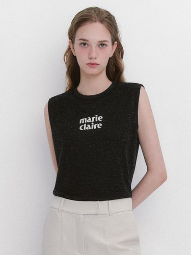 Linen Logo Print Sleeveless T-shirt (MAEBTS19MBK) - marieclaire - Modalova