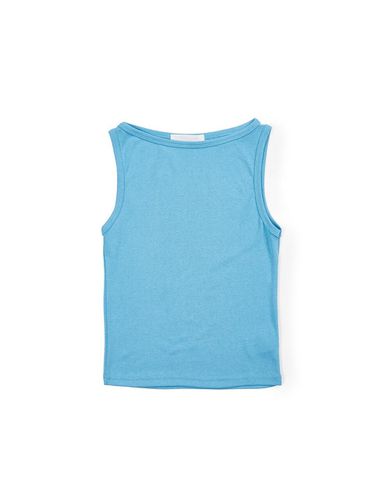 Boat neck Sleeveless Top_Blue - Recur,ecur - Modalova