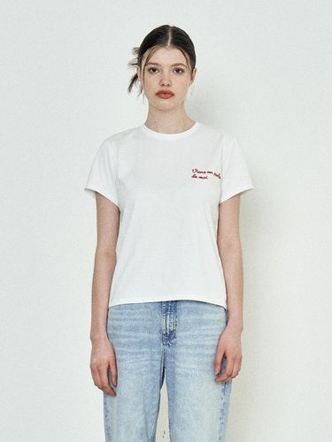 Moi embroidered T-Shirt White Red - LAPRESMIDI - Modalova