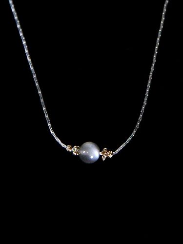 Grey Moonstone & 14k,18k Gold Combi Necklace - Baked Alaska - Modalova