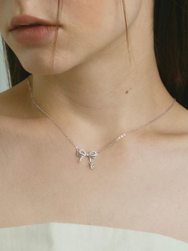 Silver925] Evciler Bow drop Necklace - TORTOISE - Modalova