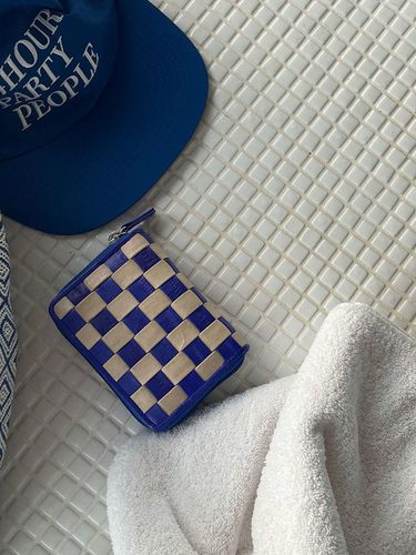 Checker board card wallet marine - doublequotes - Modalova