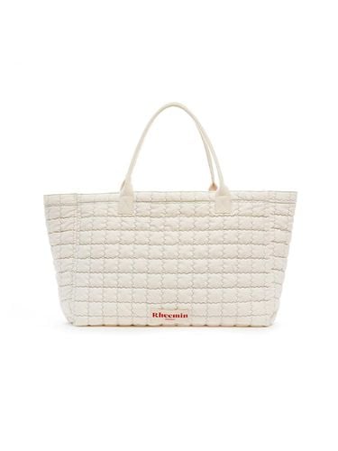 Canvas STITCH BIG SHOPPER Bag - White+GREEN - RHEEMIN - Modalova