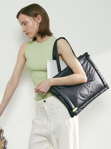 Slim Laptop Shopper Bag_BLACK - ROROANCO - Modalova