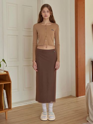 Label Mesh Long Skirt (3 colors) - lazyz - Modalova