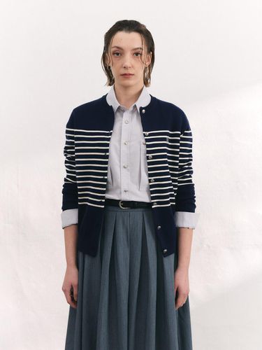 Marine Stripe Wool Cardigan [Navy] - BRILLE MONTHS - Modalova