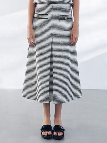 Stripe Tweed A-line Skirt [Black] - BRILLE MONTHS - Modalova