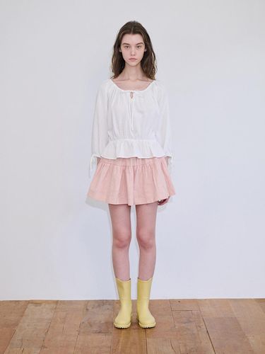 LINEN SKIRT PANTS_PINK - AMIDI - Modalova