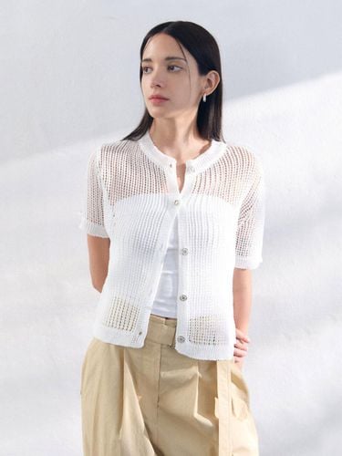 Mesh U-neck Short-sleeved cardigan [White] - BRILLE MONTHS - Modalova