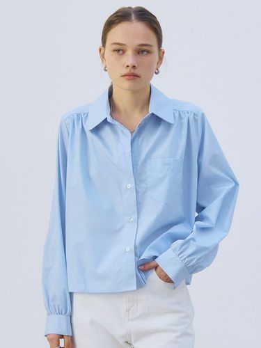 Shirring Cropped Shirt (Sky BLUE) - TRWA - Modalova