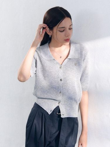 Linen short-sleeved collar cardigan [Gray] - BRILLE MONTHS - Modalova