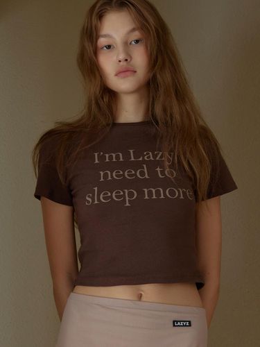 Sleep more Crop Short Sleeve T-shirt (4 colors) - lazyz - Modalova