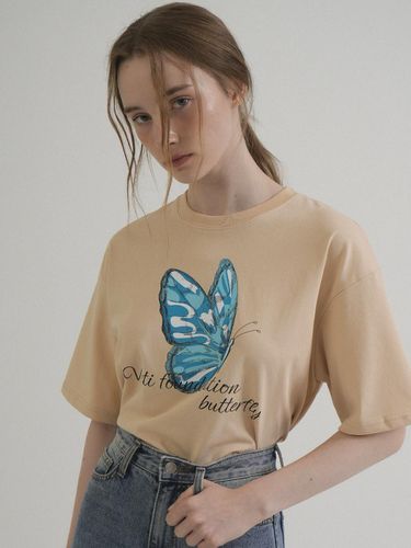 Color Butterfly Art Work Printing T-shirt () - VLETI - Modalova