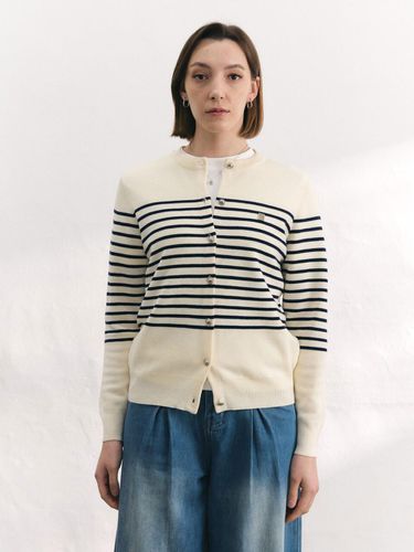 Marine Stripe Wool Cardigan [beige] - BRILLE MONTHS - Modalova