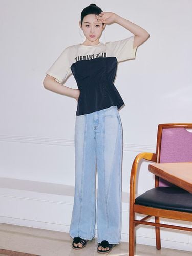 Unique slit wide denim pants JYDP32AB - Jucy Judy - Modalova