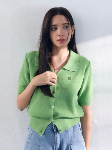 Linen short-sleeved collar cardigan [green] - BRILLE MONTHS - Modalova