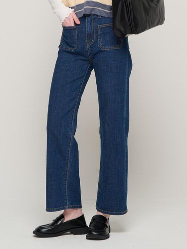 Brush One Tuck Wide Denim Pants (Deep Blue) - ROIDESROIS - Modalova