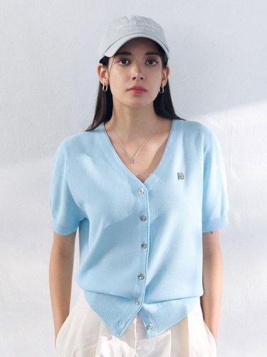 Cool viscose V-neck short-sleeved cardigan [Sky Bl - BRILLE MONTHS - Modalova