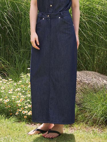 Muskari m-point denim long skirt - MICANE - Modalova