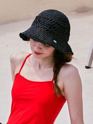 Lily Raffia Crochet Wide Bucket Hat _ - Slowslowly - Modalova