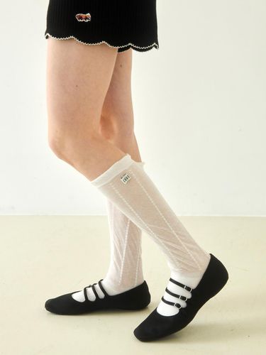 SEE THROUGH STRIPE BASIC MIDDLE KNEE SOCKS - COQUET - Modalova