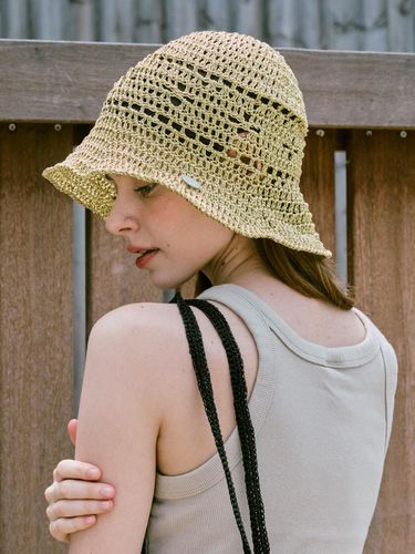 Lily Metallic Crochet Wide Bucket Hat _ - Slowslowly - Modalova