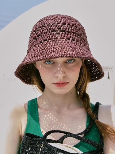 Lily Raffia Crochet Wide Bucket Hat _Brown - Slowslowly - Modalova