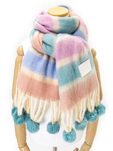 HEAVY HAIR FUR BALL MUFFLER STRIPE - COQUET - Modalova