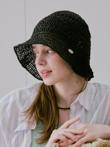 Lily Metallic Crochet Wide Bucket Hat _ - Slowslowly - Modalova