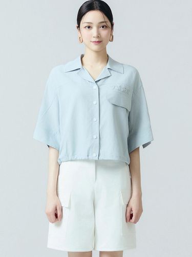 It MICHAA Linen Draw String Open Collar Blouse ITN - itMICHAA - Modalova