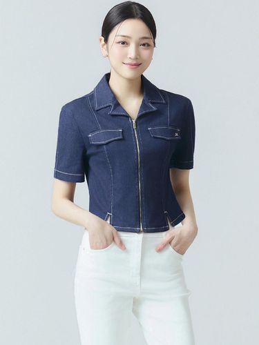 It MICHAA Cropped Denim Zip-Up Jacket - itMICHAA - Modalova