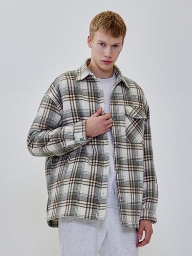 Checkered Padded shirt jacket (Light Beige) - ADHOC - Modalova