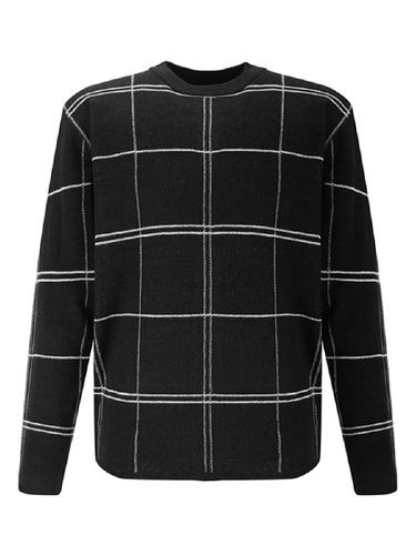 Crew Neck Checkered Sweater (Black) - ADHOC - Modalova